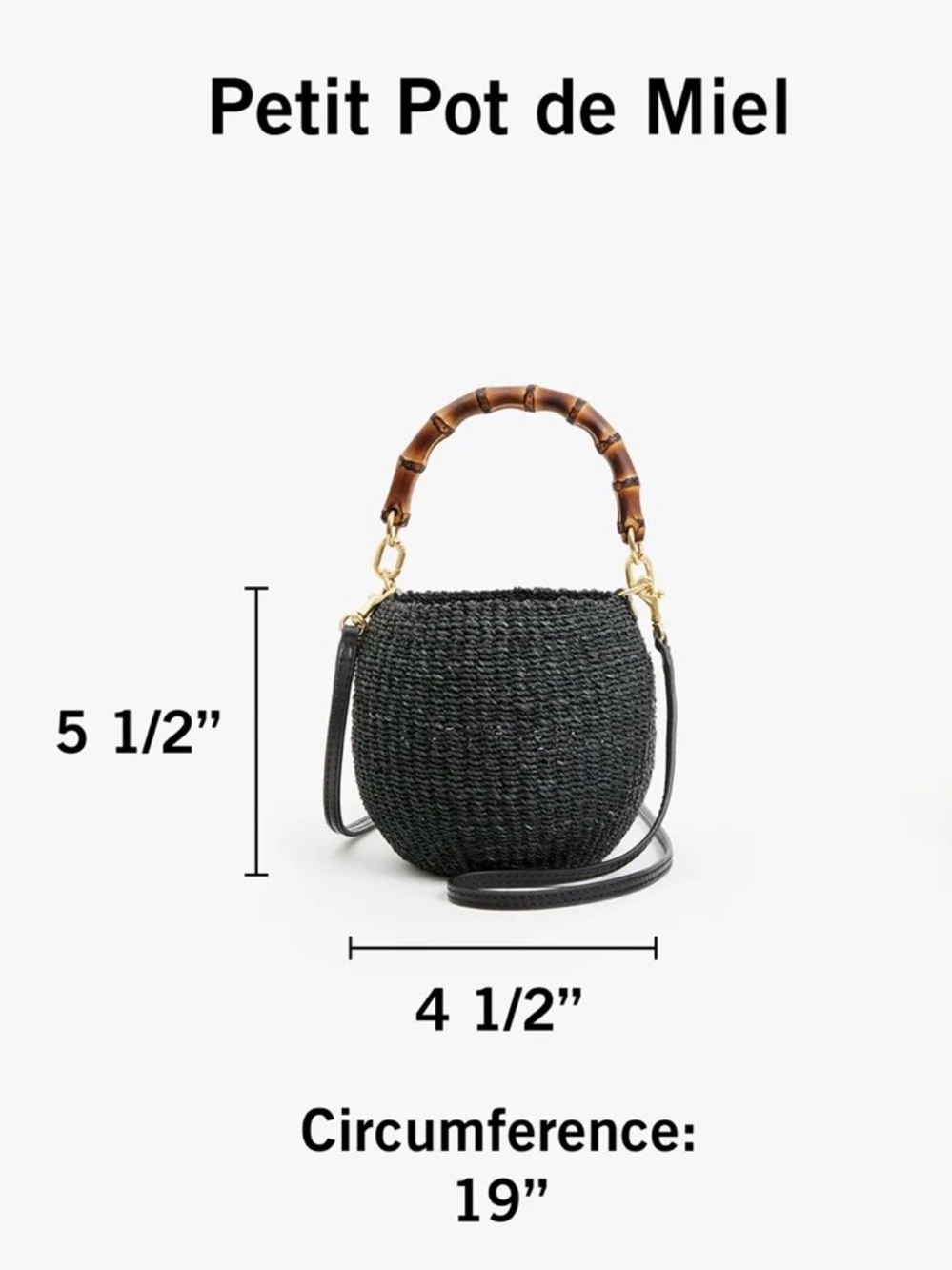 Clare V. Black Petit Pot de Miel Basket Bag with Bamboo Handle - Like New - Picture 5 of 15